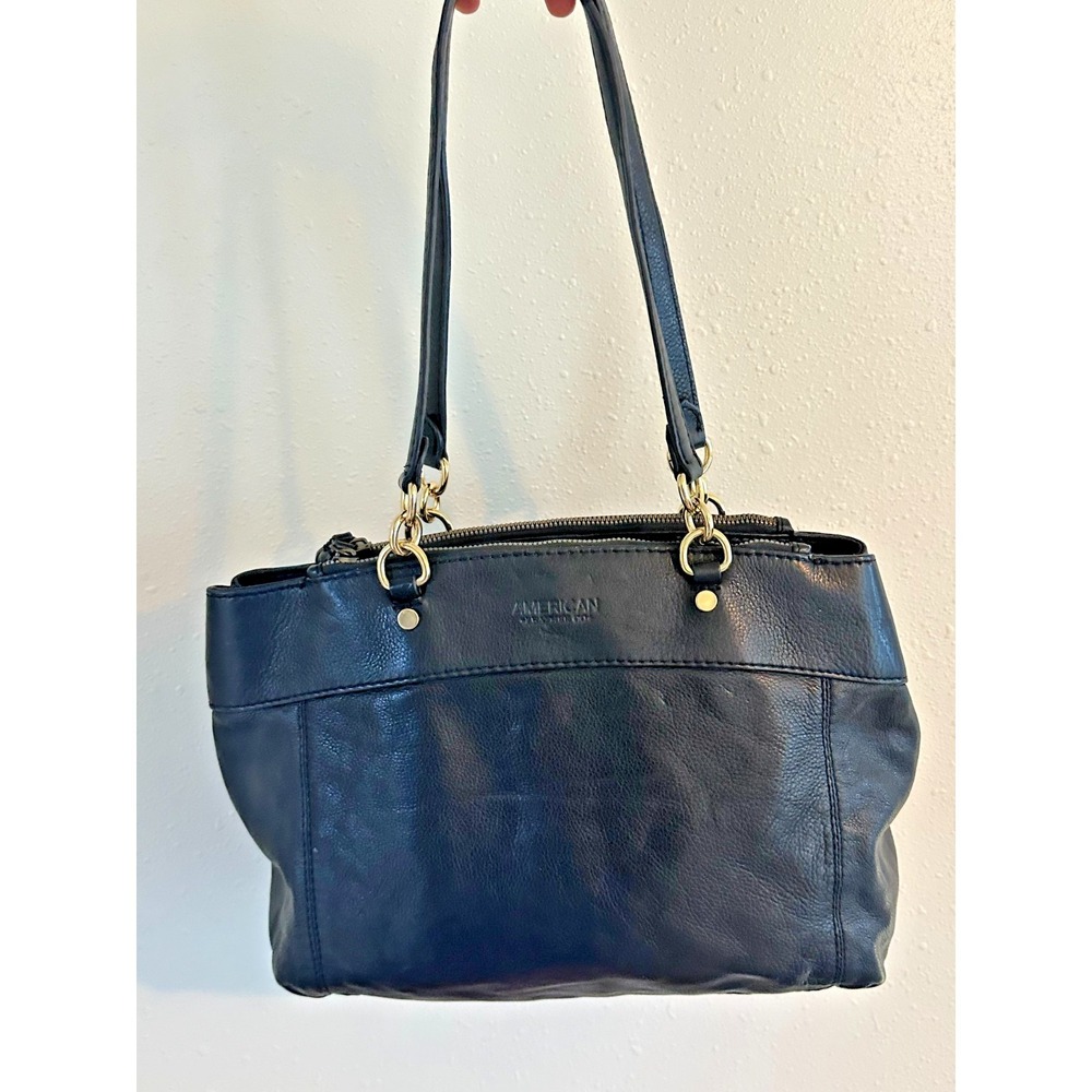 American Leather Co. Taylor Triple‎ Entry Satchel Black Color Handbag